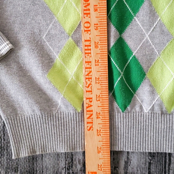 STILE BENETTON Grey GRN diamond Plaid Sweater MEDium United Colors preppy sport - Picture 10 of 11